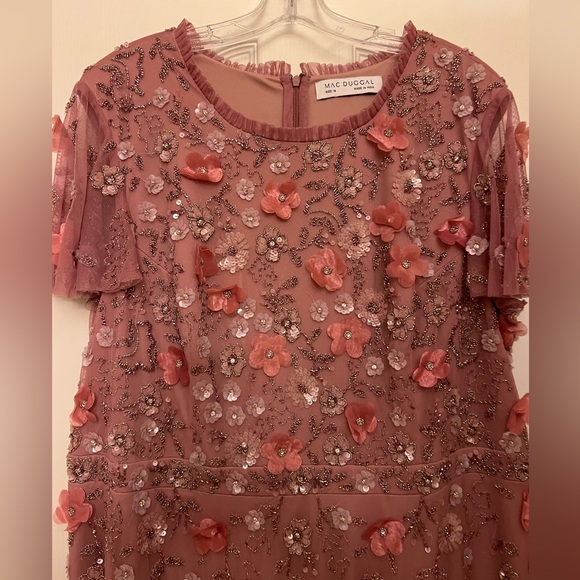 Mac Duggal Blush Floral Midi Dress - Picture 3 of 16